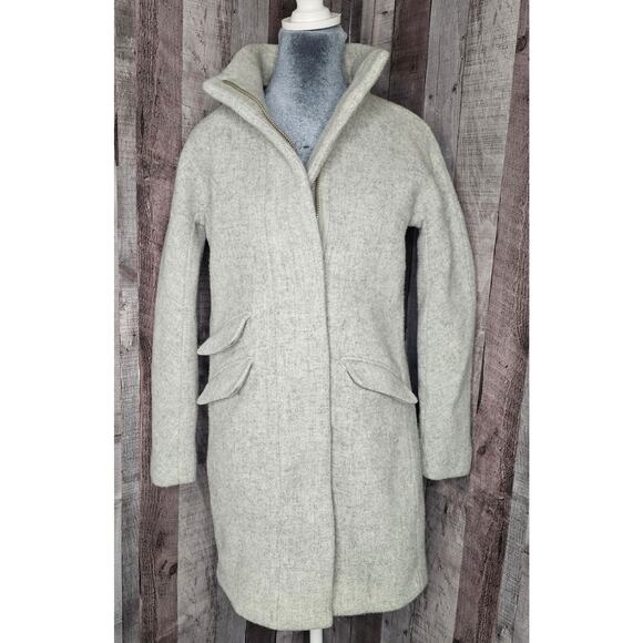 J.CREW Light Gray COCOON Nello Gori Italian Stadium-Cloth Wool Blend COAT Size 0 - Picture 3 of 12